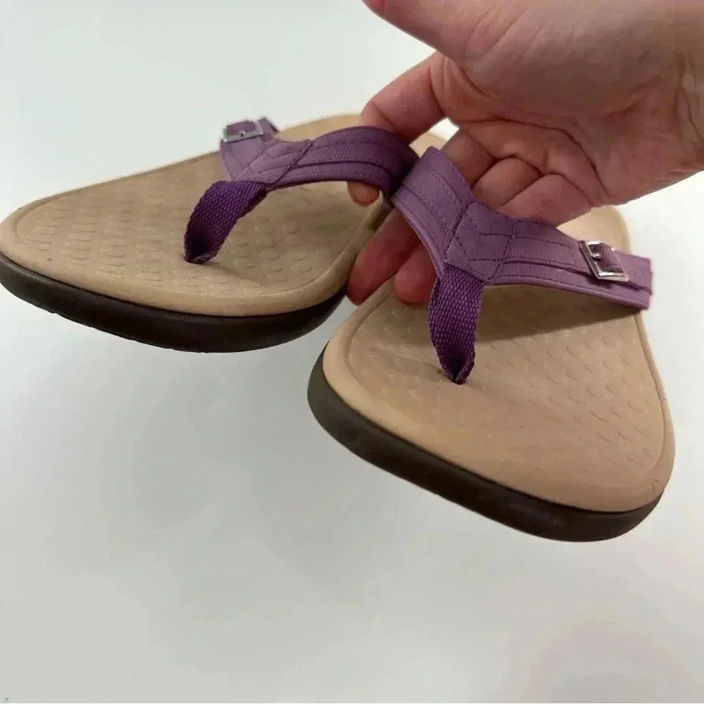 New Vionic Patty womens sandals size 10 42 purple canvas thong flip flops - Picture 11 of 14